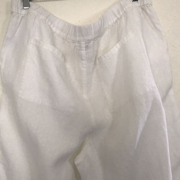 Chico’s White Linen Cropped Pull On Pants with Pockets NWOT XL 3 - Picture 4 of 10